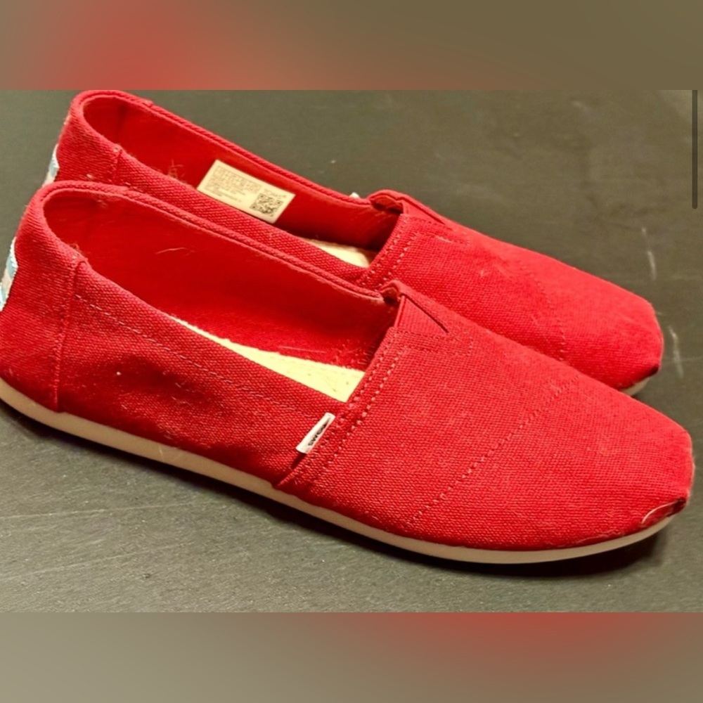 Toms Red Canvas Slip-On Shoes